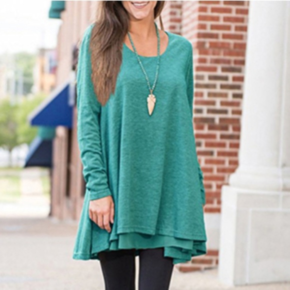 Tops - Double Layered Turquoise Tunic
